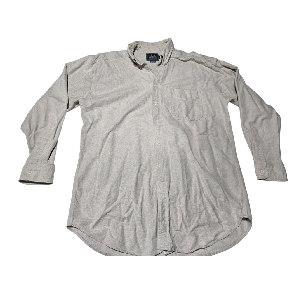 Vintage Woolrich Shirt L Cotton Chamois Button Down Long Sleeve Made USA 80s 90s
